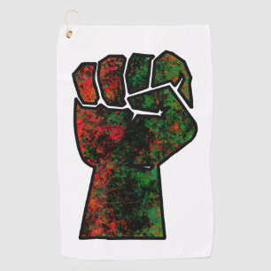 black pride red green fist pan African flag unity  Golf Towel
