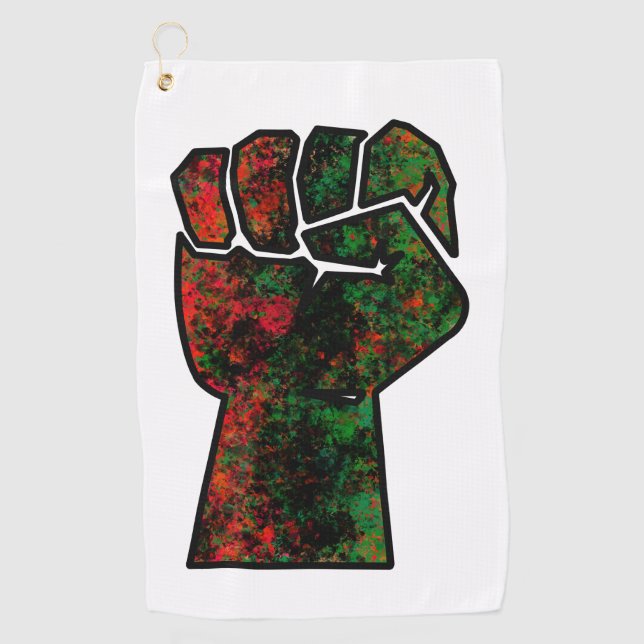 black pride red green fist pan African flag unity  Golf Towel (Front)
