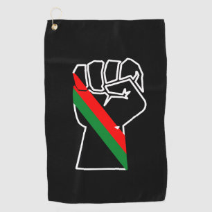 black pride red green fist pan African flag unity Golf Towel