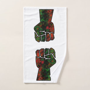 black pride red green fist pan African flag unity Hand Towel