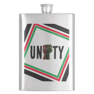 black pride red green fist pan African flag unity Hip Flask