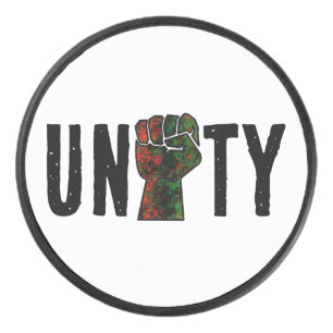 black pride red green fist pan African flag unity  Hockey Puck
