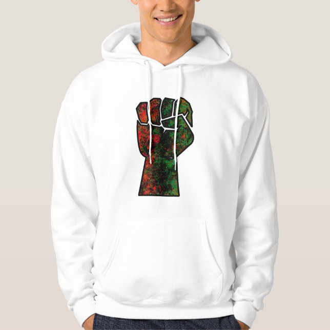 black pride red green fist pan African flag unity  Hoodie (Front)