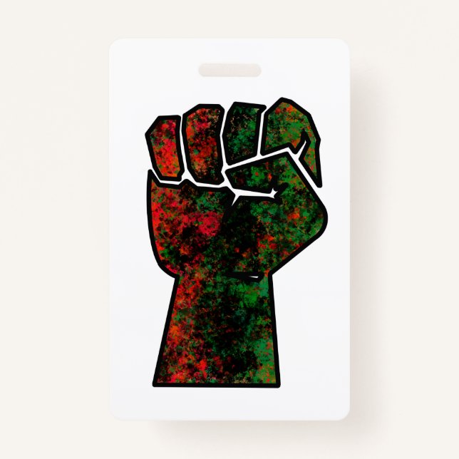 black pride red green fist pan African flag unity  ID Badge (Front)