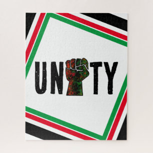 black pride red green fist pan African flag unity  Jigsaw Puzzle