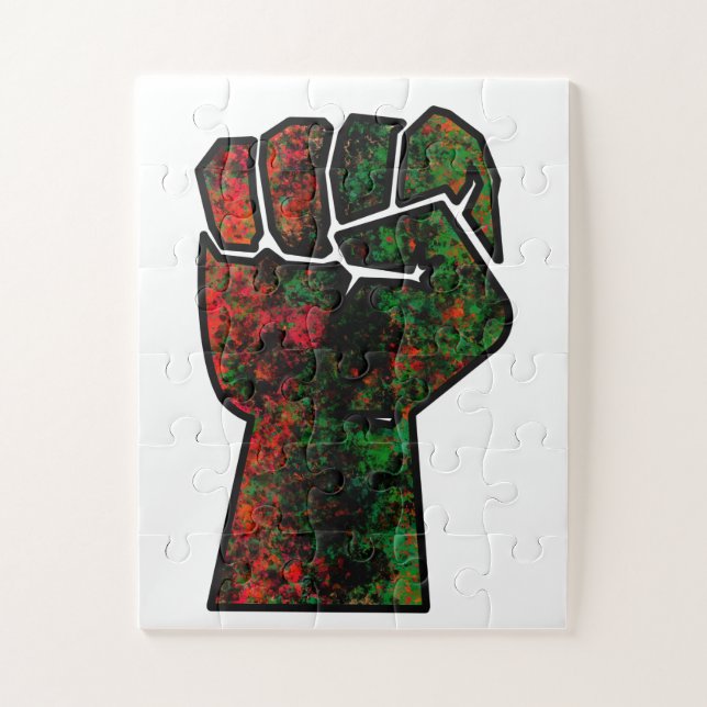 black pride red green fist pan African flag unity  Jigsaw Puzzle (Vertical)