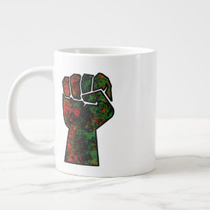 black pride red green fist pan African flag unity  Large Coffee Mug