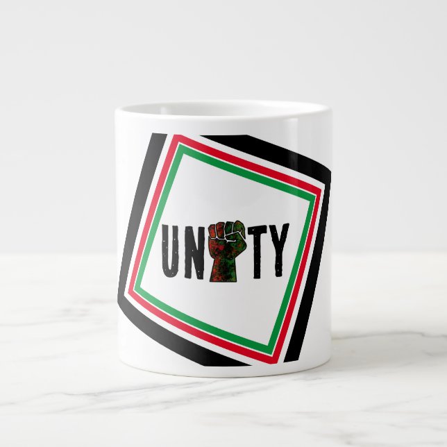 black pride red green fist pan African flag unity  Large Coffee Mug (Front)