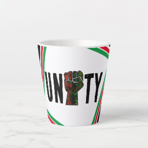 black pride red green fist pan African flag unity Latte Mug