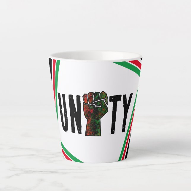 black pride red green fist pan African flag unity  Latte Mug (Front)