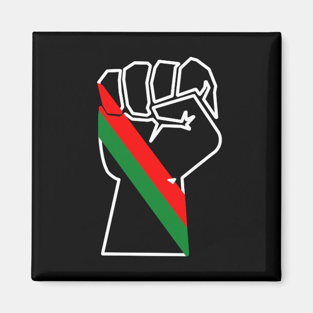 black pride red green fist pan African flag unity  Magnet (Front)