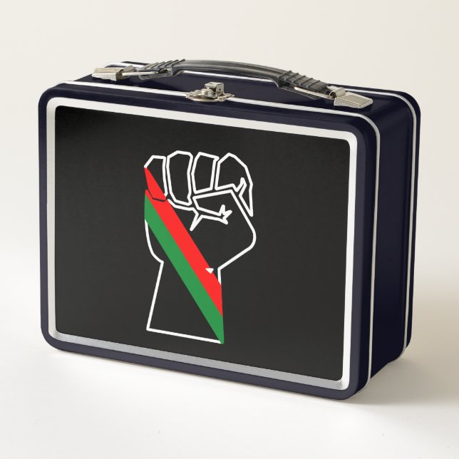 black pride red green fist pan African flag unity  Metal Lunch Box (Front)