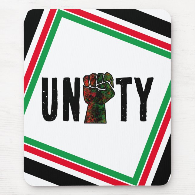 black pride red green fist pan African flag unity  Mouse Mat (Front)