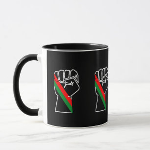 black pride red green fist pan African flag unity  Mug