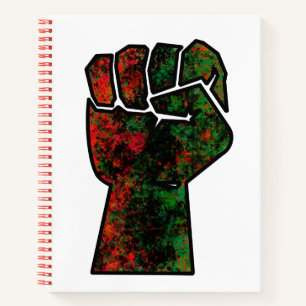 black pride red green fist pan African flag unity  Notebook