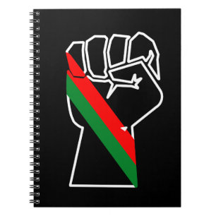 black pride red green fist pan African flag unity Notebook