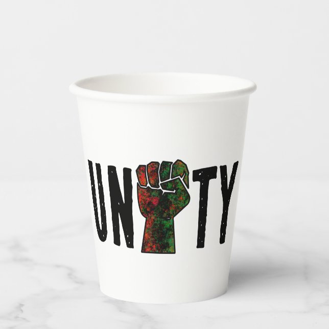 black pride red green fist pan African flag unity  Paper Cups (Front)