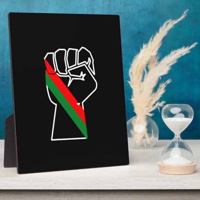 black pride red green fist pan African flag unity  Plaque (Side)