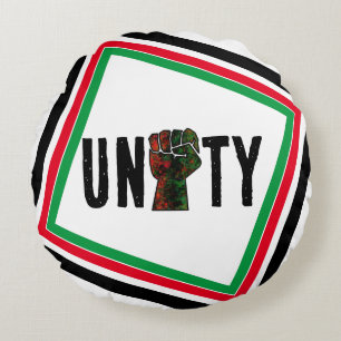 black pride red green fist pan African flag unity Round Cushion
