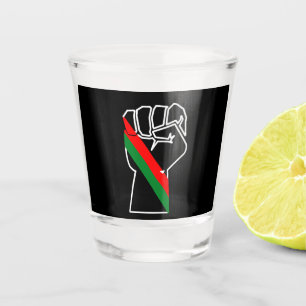black pride red green fist pan African flag unity Shot Glass