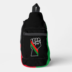 black pride red green fist pan African flag unity  Sling Bag