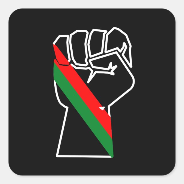 black pride red green fist pan African flag unity  Square Sticker (Front)