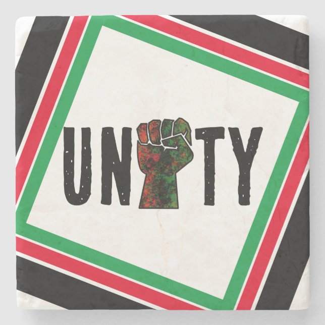 black pride red green fist pan African flag unity  Stone Coaster (Front)