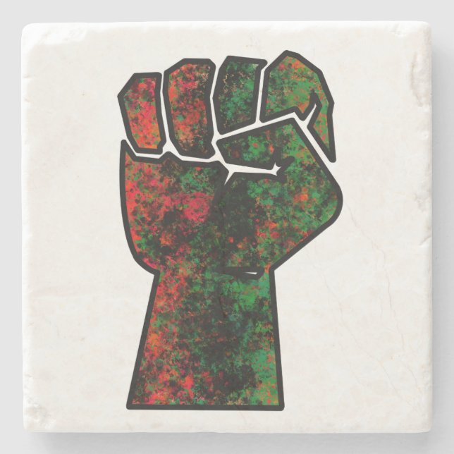 black pride red green fist pan African flag unity  Stone Coaster (Front)