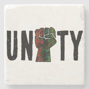 black pride red green fist pan African flag unity Stone Coaster