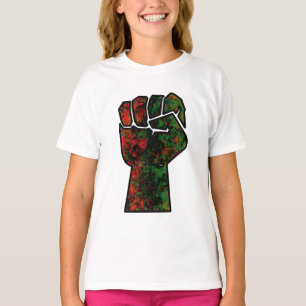 black pride red green fist pan African flag unity  T-Shirt