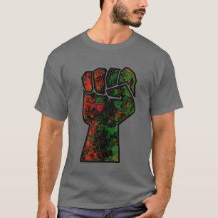 black pride red green fist pan African flag unity  T-Shirt