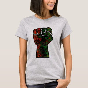 black pride red green fist pan African flag unity T-Shirt