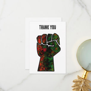 black pride red green fist pan African flag unity  Thank You Card