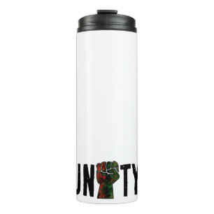 black pride red green fist pan African flag unity  Thermal Tumbler