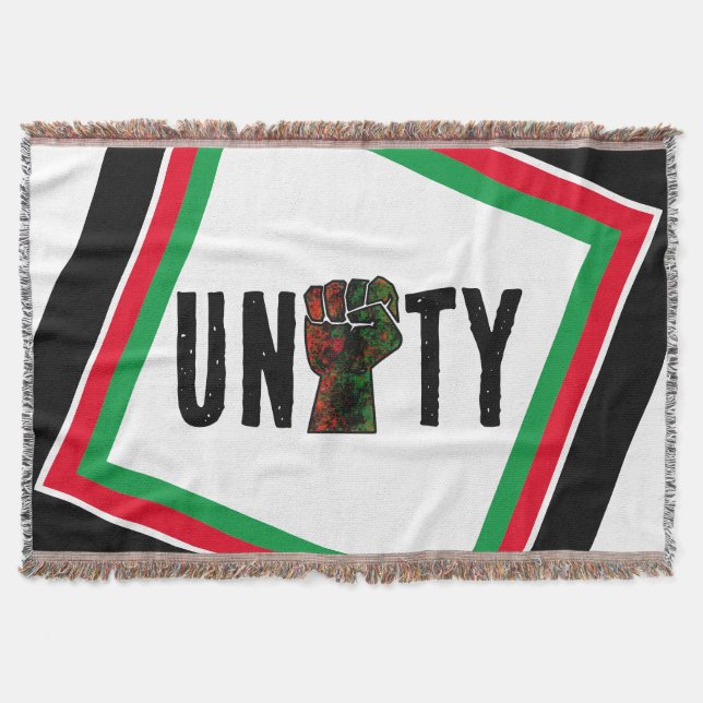 black pride red green fist pan African flag unity  Throw Blanket (Front)