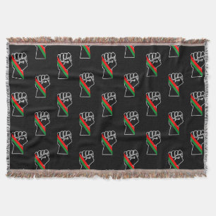 black pride red green fist pan African flag unity Throw Blanket