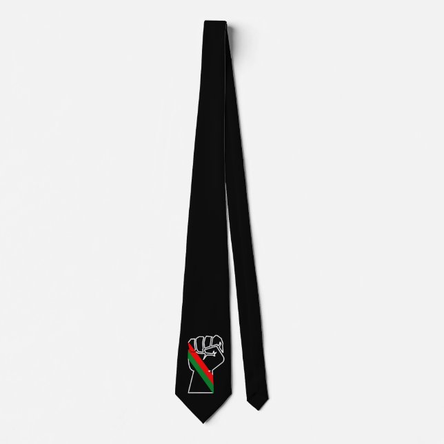 black pride red green fist pan African flag unity  Tie (Front)