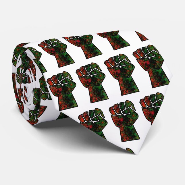 black pride red green fist pan African flag unity  Tie (Rolled)