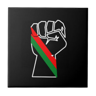black pride red green fist pan African flag unity Tile