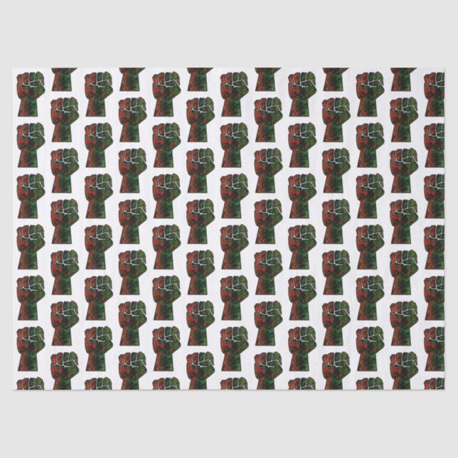 black pride red green fist pan African flag unity  Tissue Paper (Front)
