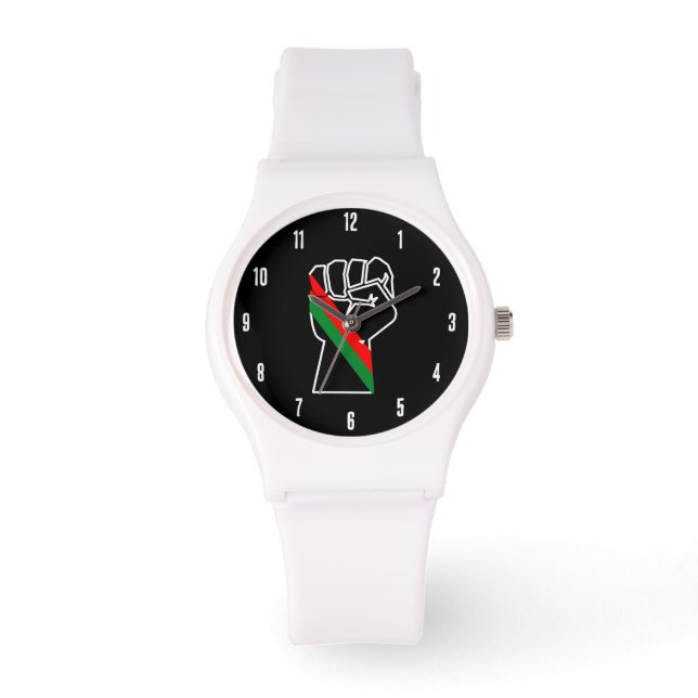 black pride red green fist pan African flag unity  Watch (Front)