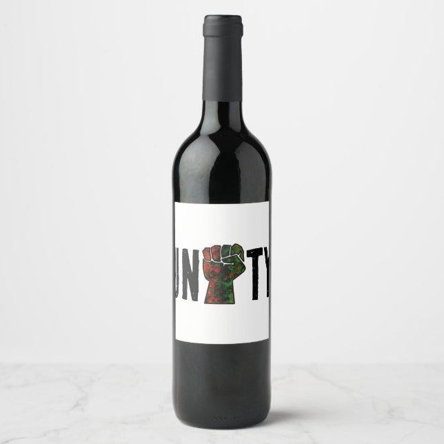 black pride red green fist pan African flag unity  Wine Label (Front)