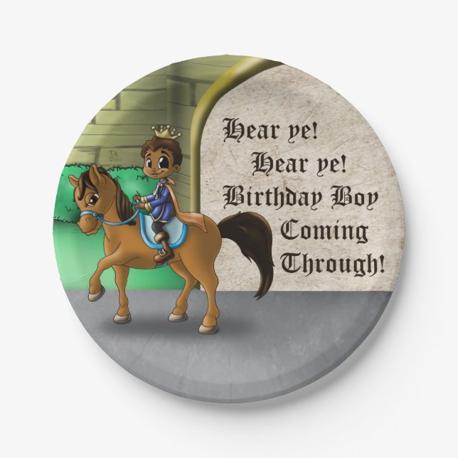 Black Prince Birthday Paper Plate (Front)