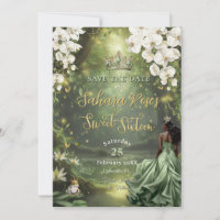 Black Princess and Frog Sage Green Dress Sweet 16