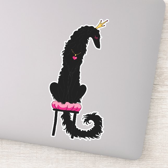 Black Princess Borzoi Die Cut Vinyl Sticker (Detail)