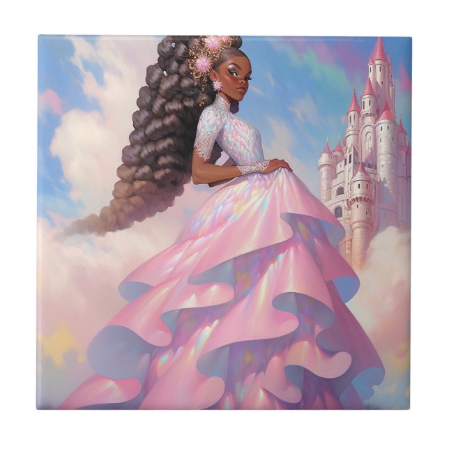 Black Princess Fantasy Art Tile (Front)