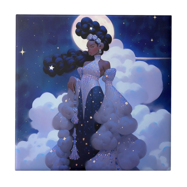 Black Princess Fantasy Art Tile (Front)