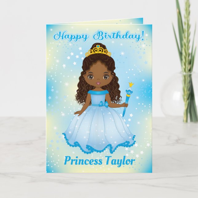 Black Princess Happy Birthday Card | Add any Age  (Front)