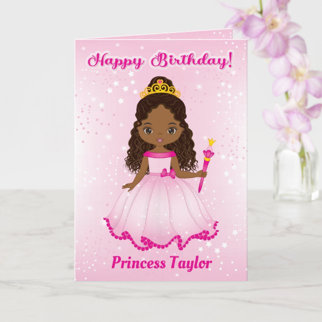 Black Princess Happy Birthday Card | Add any Age  (Orchid)