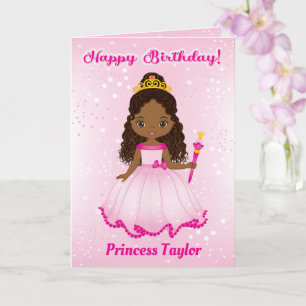 Black Princess Happy Birthday Card   Add any Age